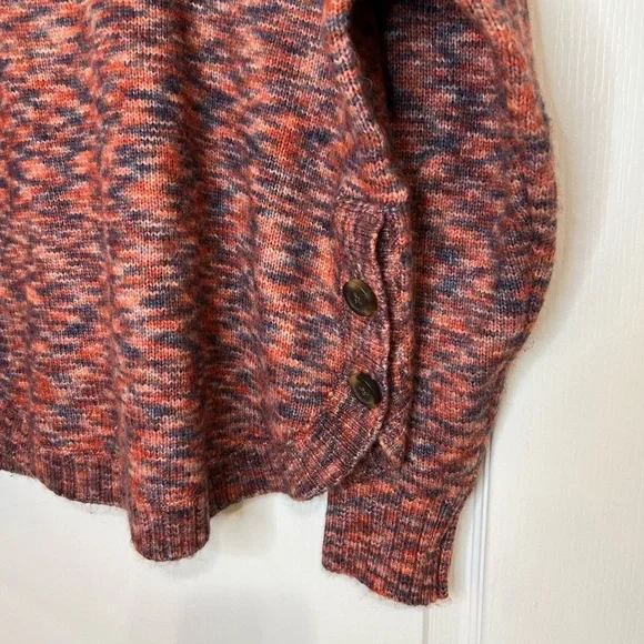 Madewell Birchmont Side-Button Pullover Sweater In Spacedye Sangria size L - Picture 3 of 11